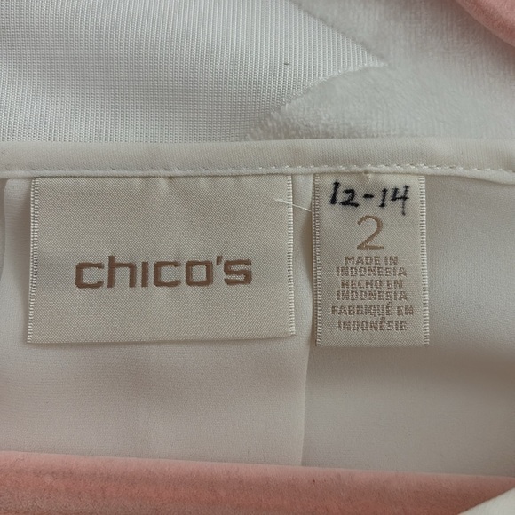 Chico’s White High/Low, Lace/Lined Cap Sleeve Blouse. Size 2=12/14 - Picture 8 of 12